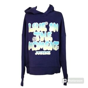 Justice Blue "Live in the Moment" Hoodie - Girls M (10)